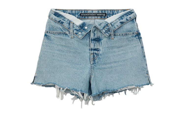 Order (W) Alexander Wang Celana Pendek Lipat Biru High-Waisted 4DC2204768