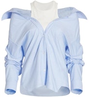 (Women) Alexander Wang Blue Layered Off-Shoulder Long Sleeve Shirt 4WC1211189-450 (Women) Alexander Wang Blue Layered Off-Shoulder Long Sleeve Shirt 4WC1211189-450
