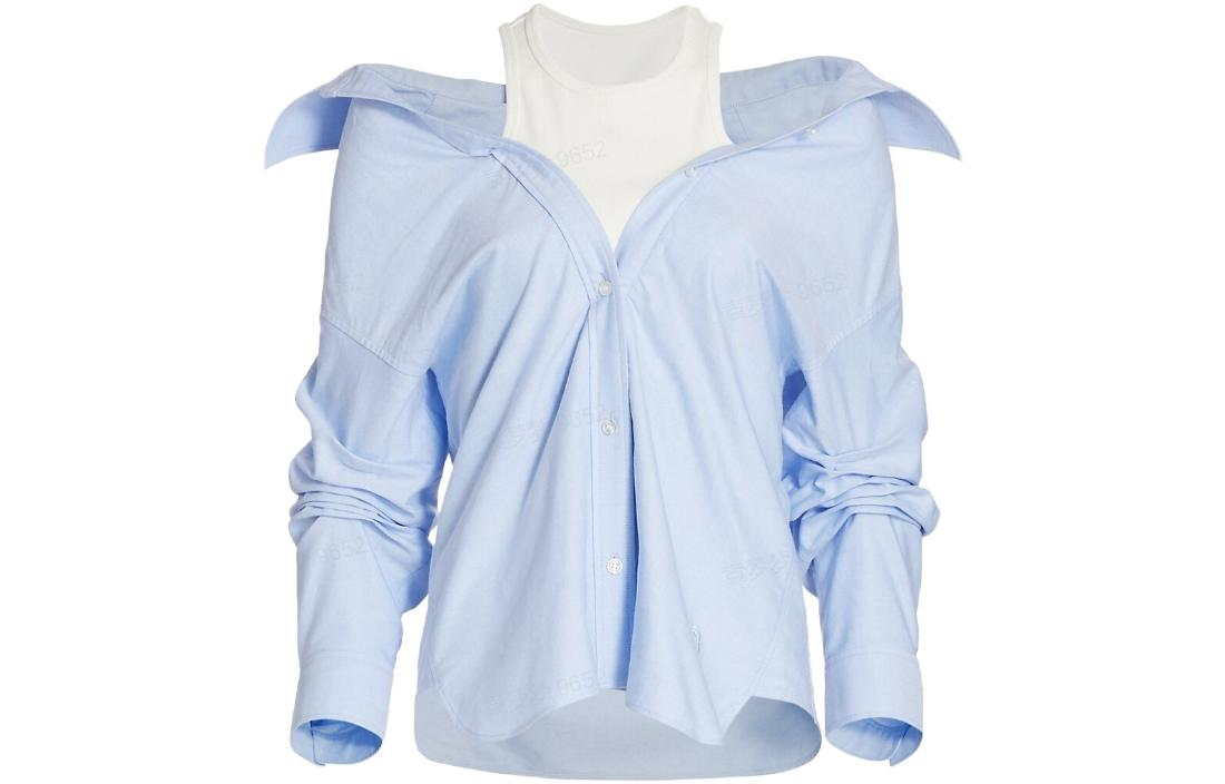 Order (Women) Alexander Wang Blue Layered Off-Shoulder Long Sleeve Shirt 4WC1211189-450