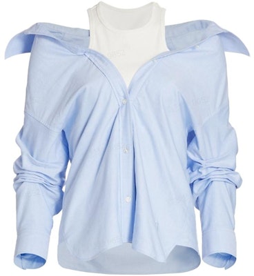(Women) Alexander Wang Blue Layered Off-Shoulder Long Sleeve Shirt 4WC1211189-450 Order (Women) Alexander Wang Blue Layered Off-Shoulder Long Sleeve Shirt 4WC1211189-450
