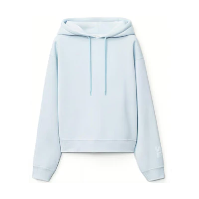 (Women) Alexander Wang Blue Logo Hoodie with Fleece-Lined Long Sleeves. 4CC1202025-454