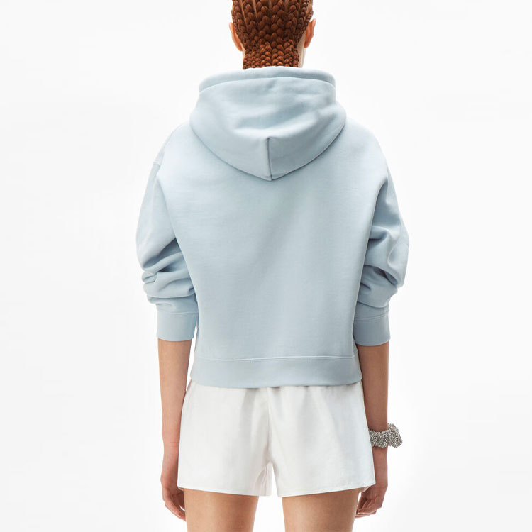 Purchase (Women) Alexander Wang Blue Logo Hoodie with Fleece-Lined Long Sleeves. 4CC1202025-454