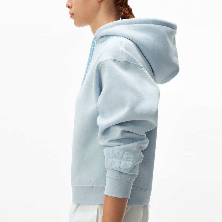 Details for (Women) Alexander Wang Blue Logo Hoodie with Fleece-Lined Long Sleeves. 4CC1202025-454