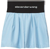 Order (W) Alexander Wang Pantalones Cortos Biker Azul con Banda Logo Elástica. 1WC1204224-450