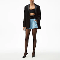 Lookbook (W) Alexander Wang Pantalones Cortos Biker Azul con Banda Logo Elástica. 1WC1204224-450