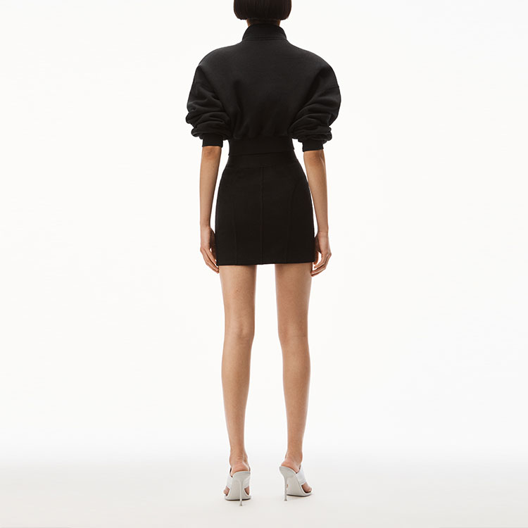 Shop (W) アレキサンダーワン ボディコン ロゴ ストレッチ ブラック ミニスカート 1C195074