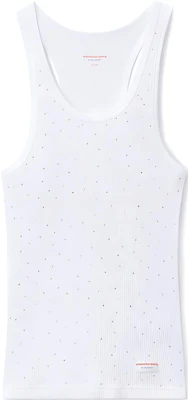 (W) Alexander Wang Bodywear Rhinestone Slim-Fit Tank Top - Gaya Kasual WL001T100-WHITE Buy (W) Alexander Wang Bodywear Rhinestone Slim-Fit Tank Top - Gaya Kasual WL001T100-WHITE