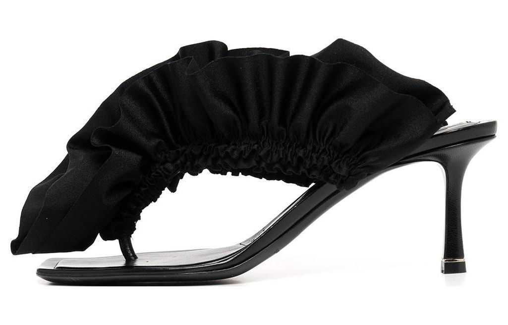 (W) Alexander Wang Celeste 65 'Leica Pleated Trim Sandals Black'