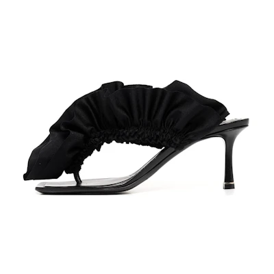 (W) Alexander Wang Celeste 65 'Leica Pleated Trim Sandals Black'