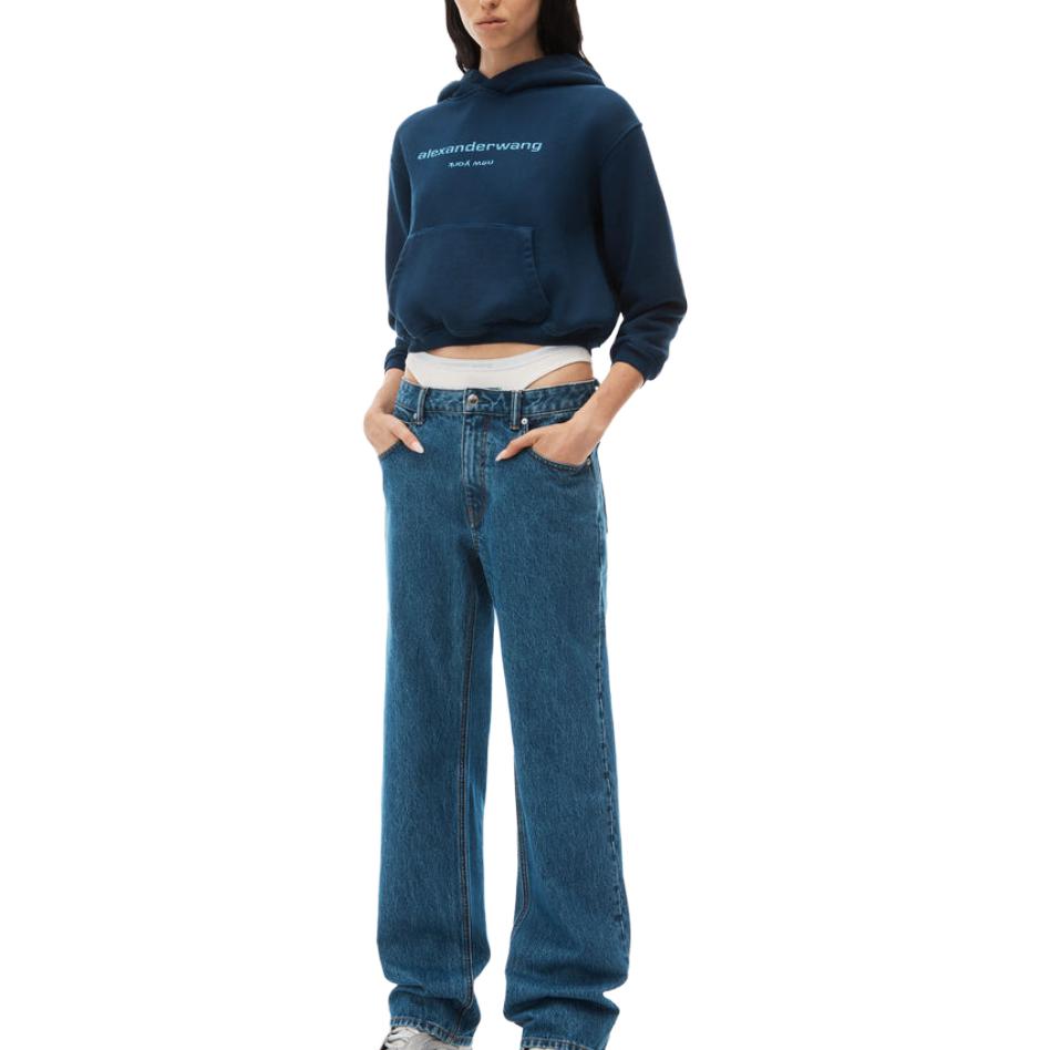 Lookbook (W) 알렉산더 왕 클린핏 레이어드 플레어 스트레이트 진 여성 - 다크 블루. 4DC4234127-401