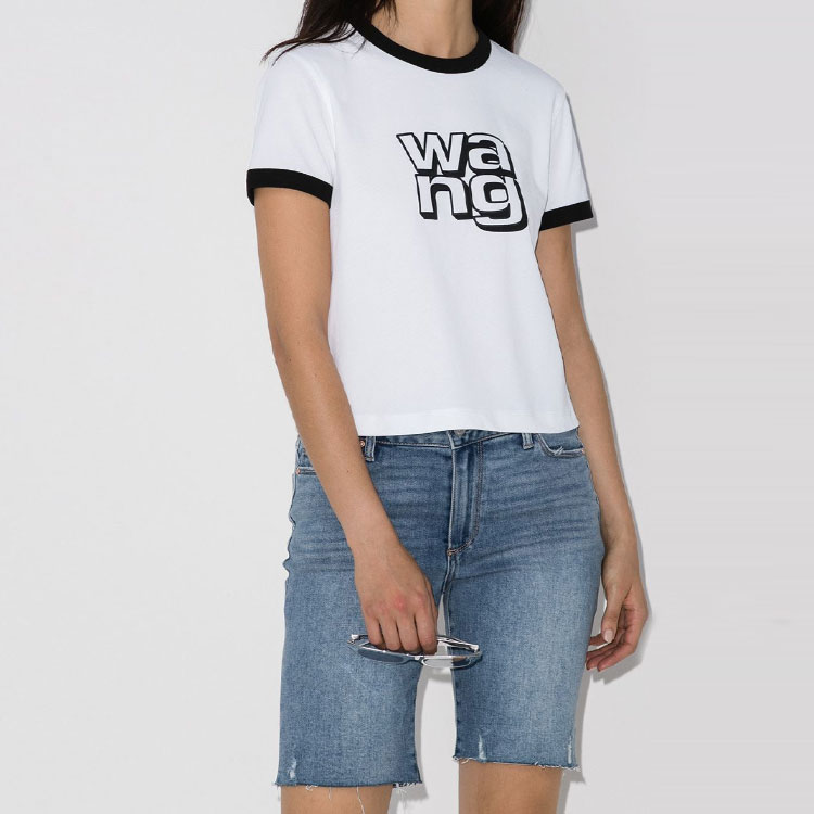 (Women) Alexander Wang Colorblock Logo Print Crewneck T-Shirt - White 4CC2201125 圖 3