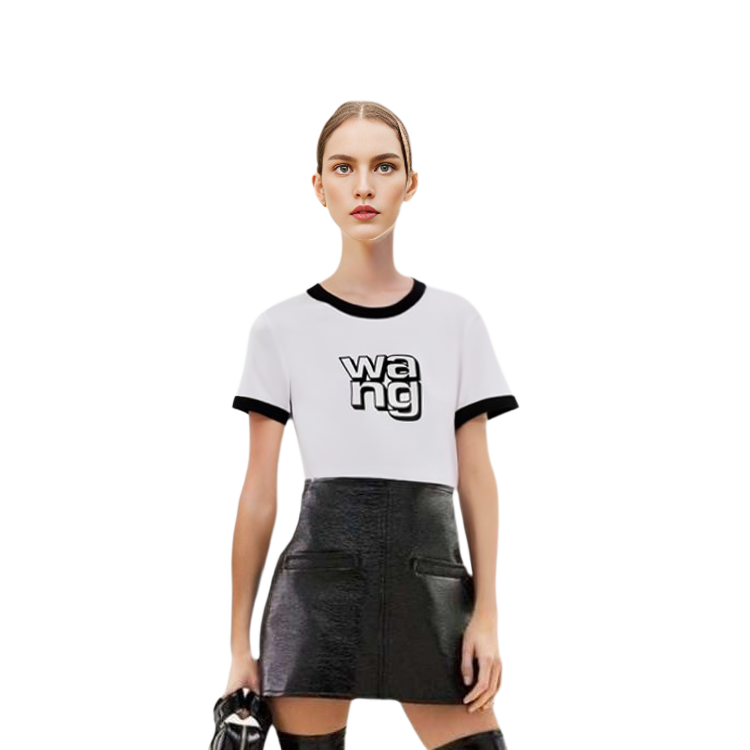 (Women) Alexander Wang Colorblock Logo Print Crewneck T-Shirt - White 4CC2201125 圖 6