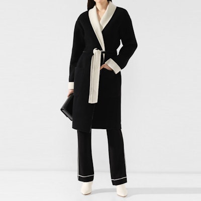 (W) 亚历山大王拼色黑色围裹大衣 1W493056C2-001 Lookbook (W) 亚历山大王拼色黑色围裹大衣 1W493056C2-001