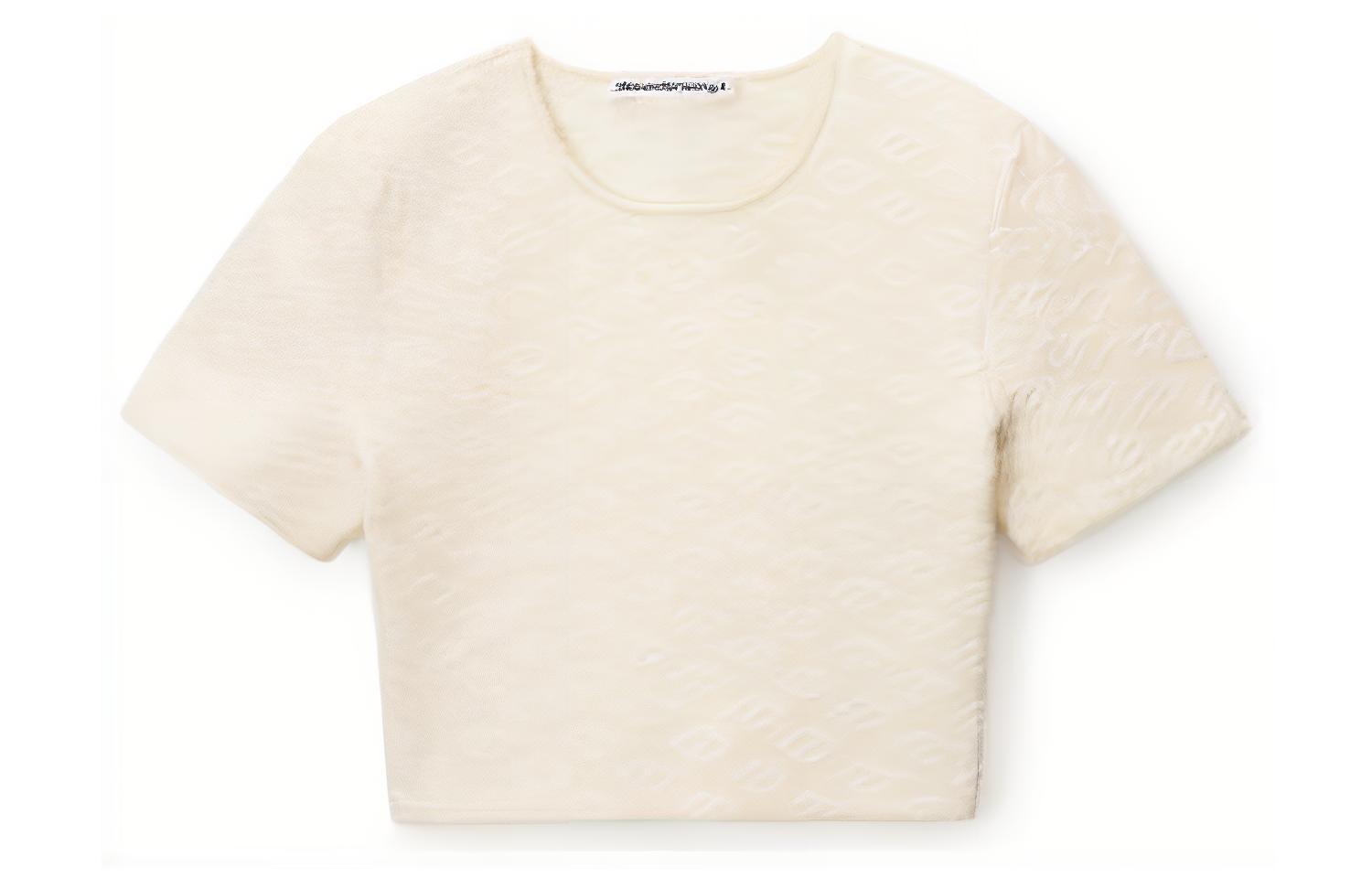 (Women) Alexander Wang Compact Nylon Jacquard Crop Top T-Shirt Women’s Off-White 4KC3231056-131