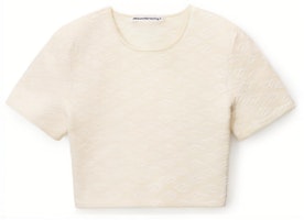 (Women) Alexander Wang Compact Nylon Jacquard Crop Top T-Shirt Women’s Off-White 4KC3231056-131 (Women) Alexander Wang Compact Nylon Jacquard Crop Top T-Shirt Women’s Off-White 4KC3231056-131