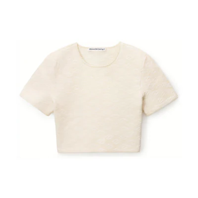 (Women) Alexander Wang Compact Nylon Jacquard Crop Top T-Shirt Women’s Off-White 4KC3231056-131