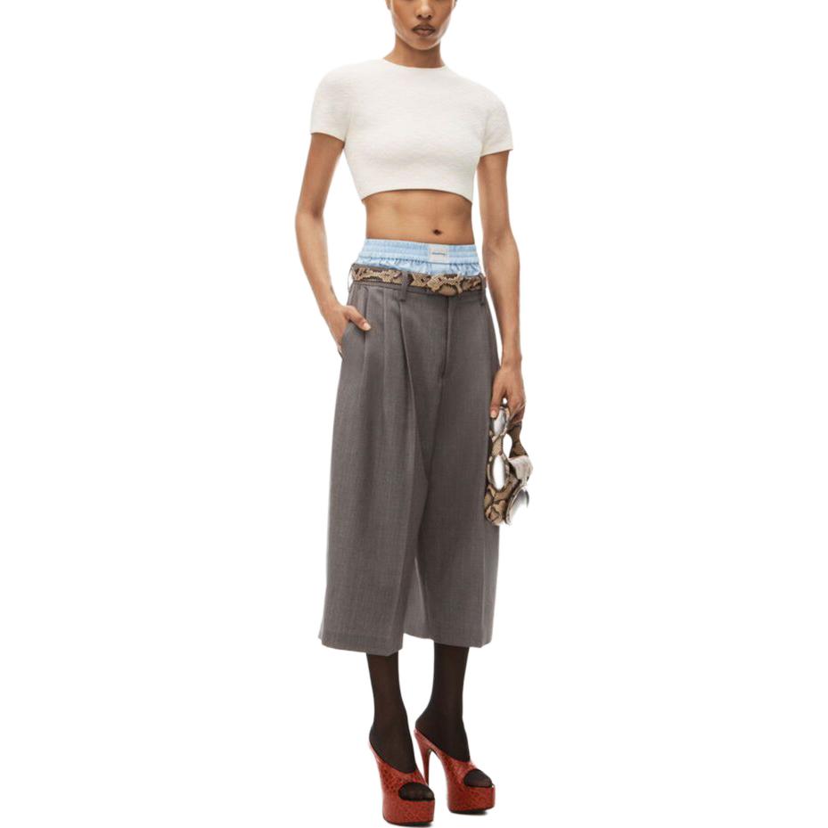 Lookbook (W) 亚历山大王紧凑型尼龙提花短款上衣女款米白色 4KC3231056-131