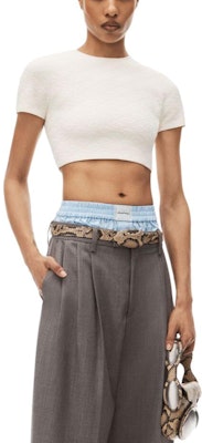 (W) 亚历山大王紧凑型尼龙提花短款上衣女款米白色 4KC3231056-131 Purchase (W) 亚历山大王紧凑型尼龙提花短款上衣女款米白色 4KC3231056-131