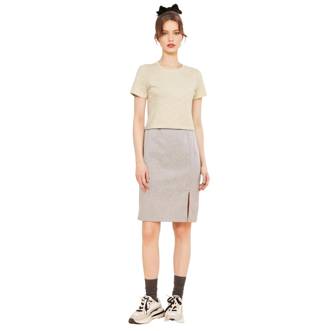 Details for (W) 亚历山大王紧凑型尼龙提花短款上衣女款米白色 4KC3231056-131