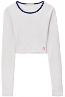 (Women) Alexander Wang Contrast Trim Crewneck Knit Long Sleeve T-Shirt Grey Women SS24 4CC1241443-GREY (Women) Alexander Wang Contrast Trim Crewneck Knit Long Sleeve T-Shirt Grey Women SS24 4CC1241443-GREY