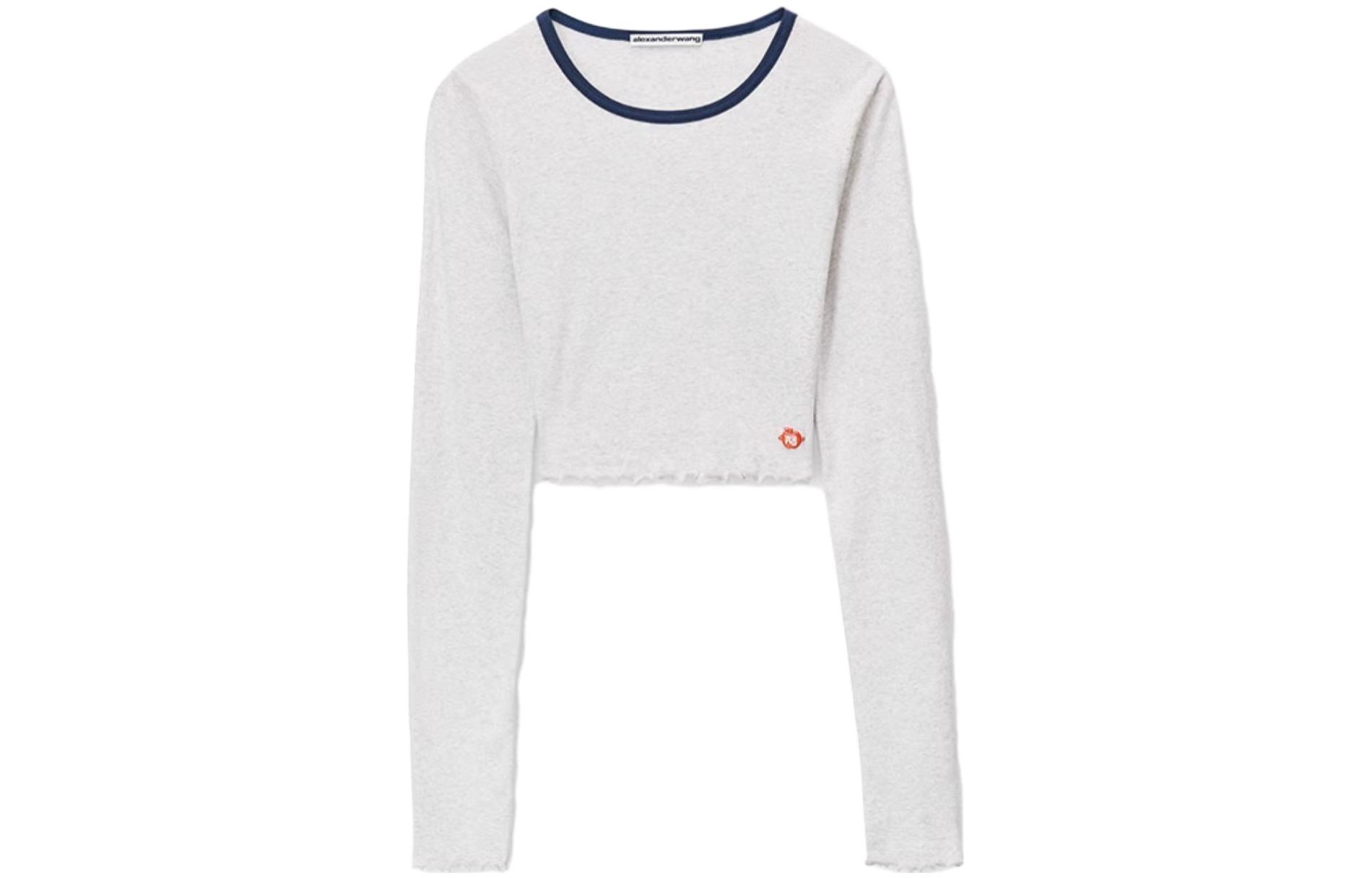 Order (W) Alexander Wang Crewneck Knit Lengan Panjang Abu Wanita SS24 4CC1241443-GREY