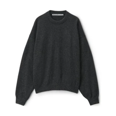 (Women) Alexander Wang Crew Neck Cashmere Sweater Gray Black 1KC3231021-063