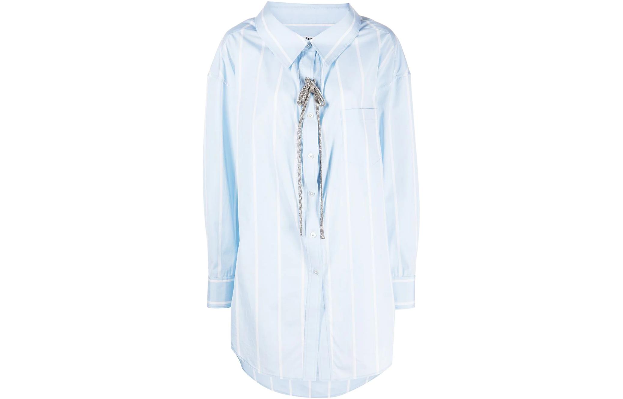 (Women) Alexander Wang Crystal-Embellished Striped Long-Sleeve Shirt Women Blue 1WC1231759-425