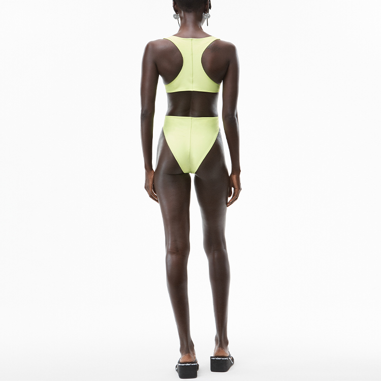Purchase (Women) Alexander Wang Crystal Logo Cut-Out Swimsuit Yellow One-Piece 1CC3218066-733