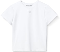 (Women) Alexander Wang Crystal Logo Shaping Knit T-Shirt White 4CC3211275-100 (Women) Alexander Wang Crystal Logo Shaping Knit T-Shirt White 4CC3211275-100