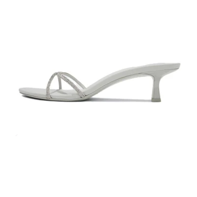(W) Alexander Wang Dahlia Leather Slides 'Versatile Grey'