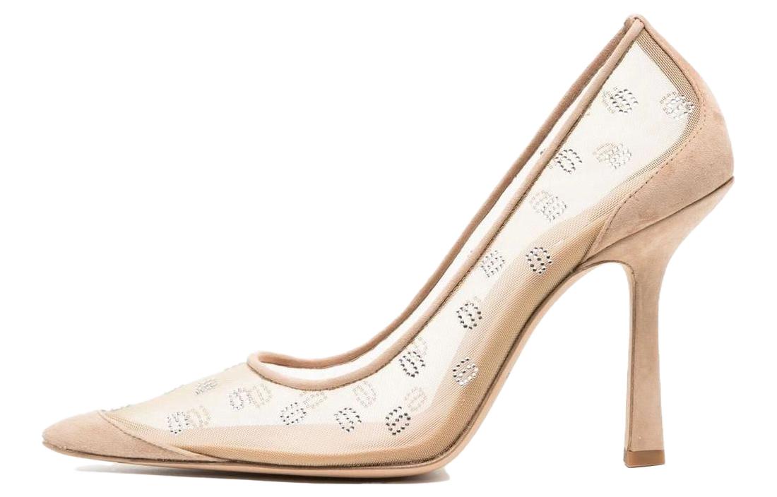 (Women) Alexander Wang Delphine 'Beige Crystal Mesh Pointed Toe Stilettos' 30223P009928