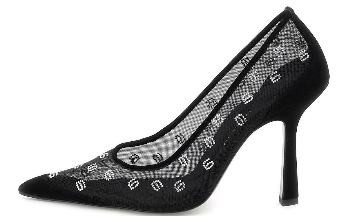 (Women) Alexander Wang Delphine 'Black Crystal Mesh Pointed High Heels' 30223P009001