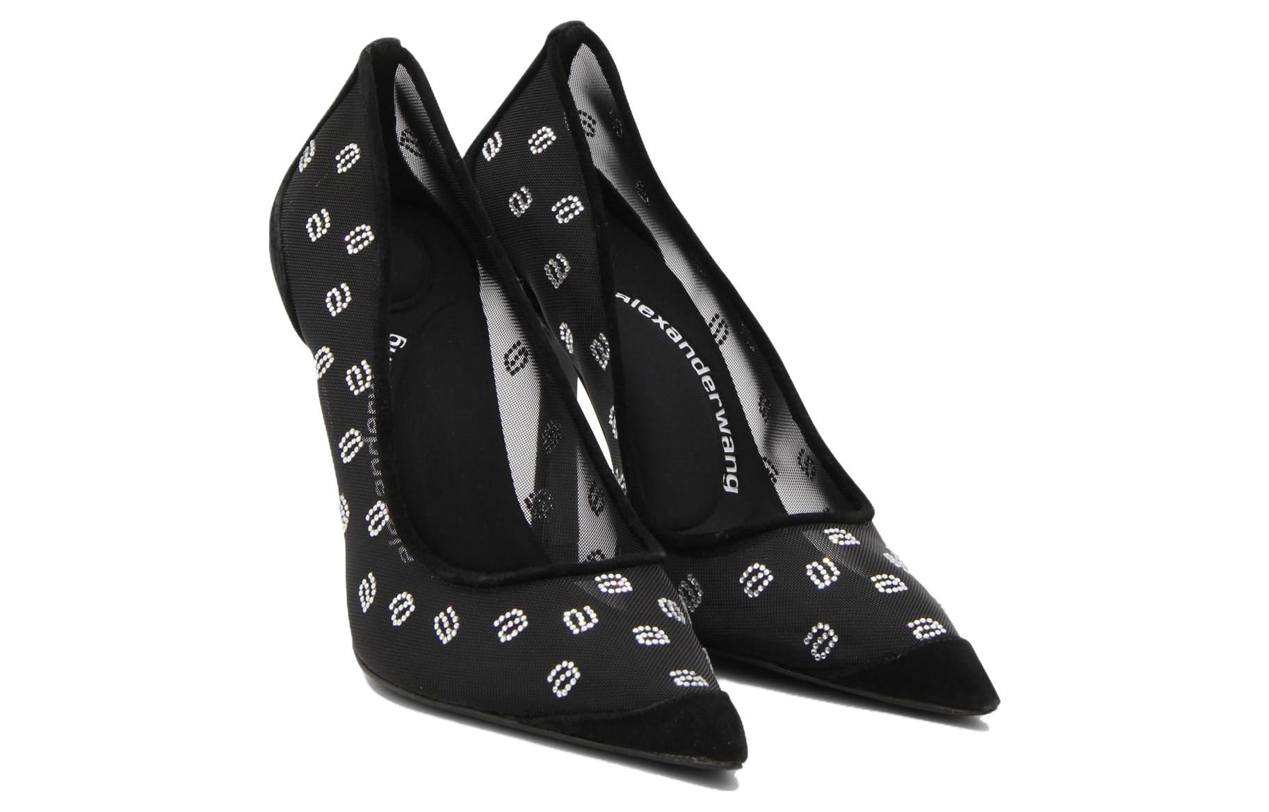 (W) Alexander Wang Delphine 'Black Crystal Mesh Pointed High Heels' 圖 5