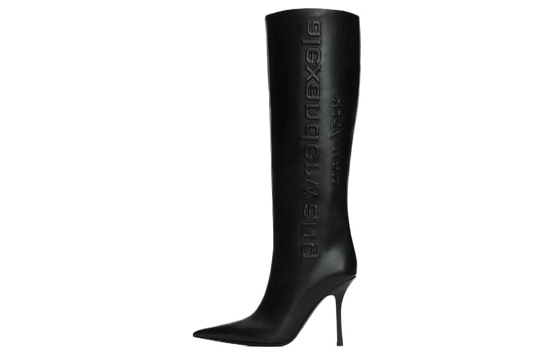 (W) Alexander Wang Delphine 'Black Leather Pointed Toe High Boot'