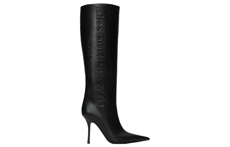 (W) Alexander Wang Delphine 'Black Leather Pointed Toe High Boot' 圖 2
