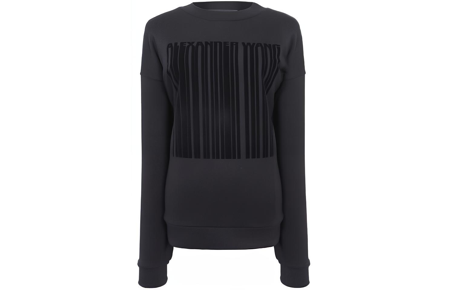 Order (W) Alexander Wang 扭曲Logo印花黑色女款圓領長袖衫 1W271203U3-044