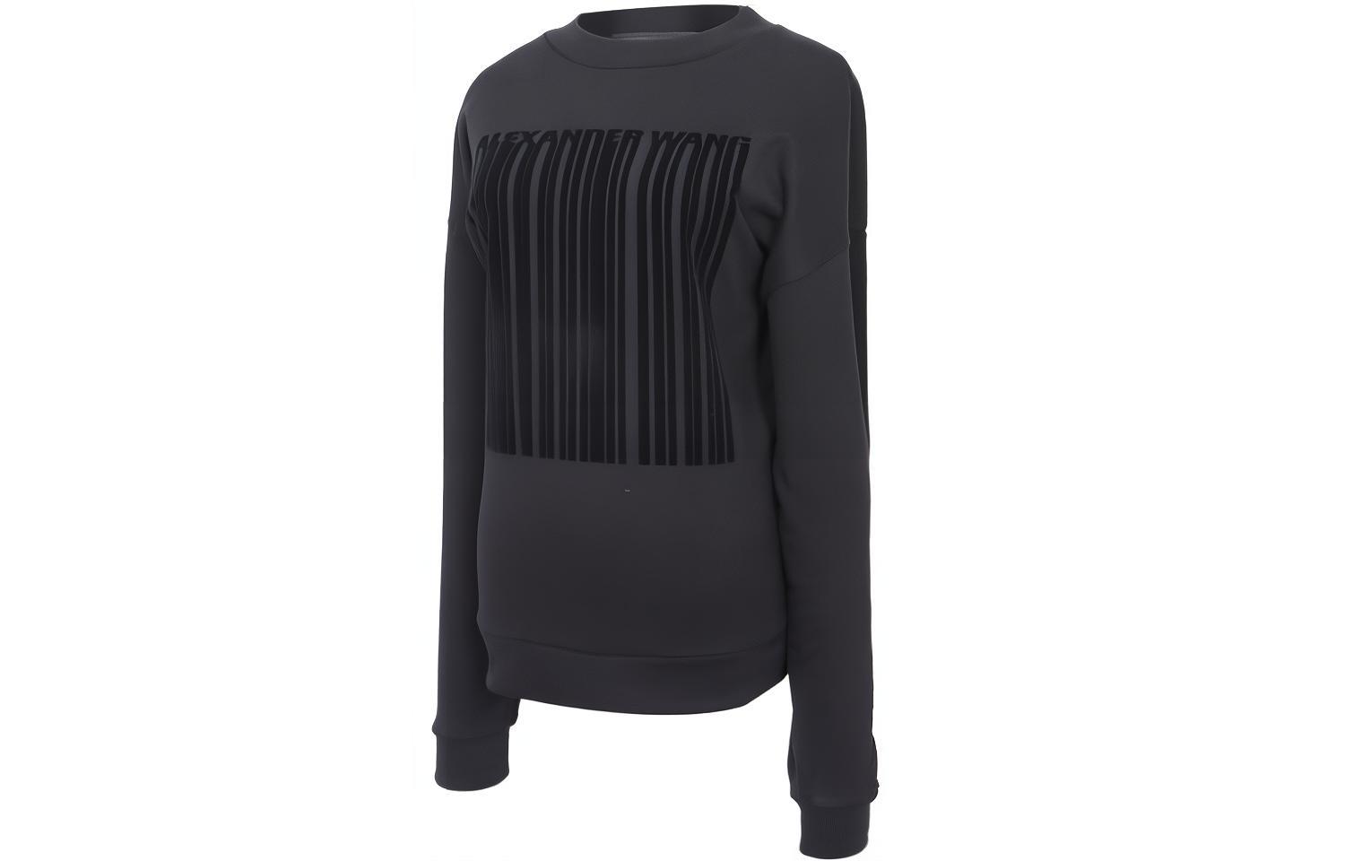 Shop (W) Alexander Wang 扭曲Logo印花黑色女款圓領長袖衫 1W271203U3-044
