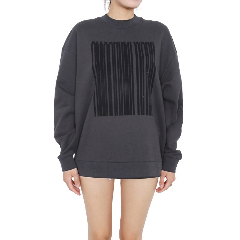 Purchase (W) Alexander Wang 扭曲Logo印花黑色女款圓領長袖衫 1W271203U3-044