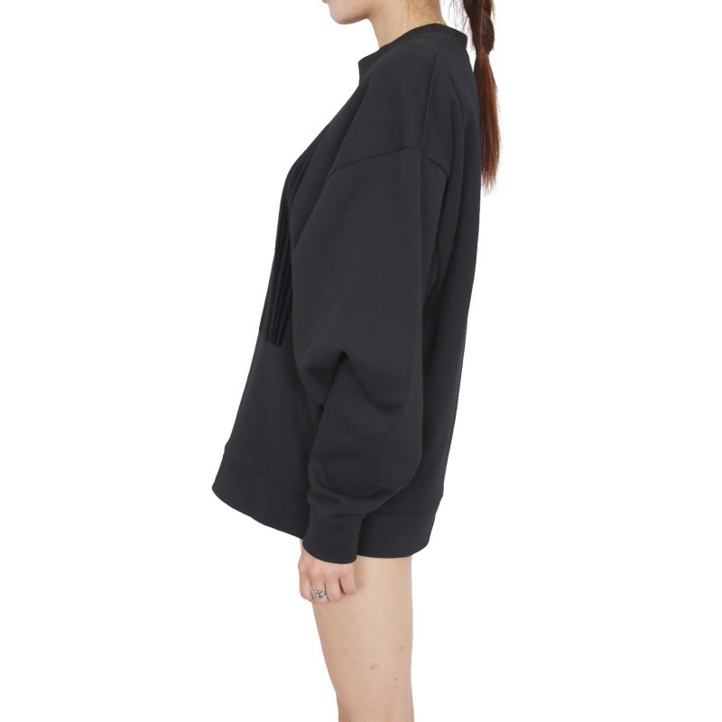 Sizing (W) Alexander Wang 扭曲Logo印花黑色女款圓領長袖衫 1W271203U3-044