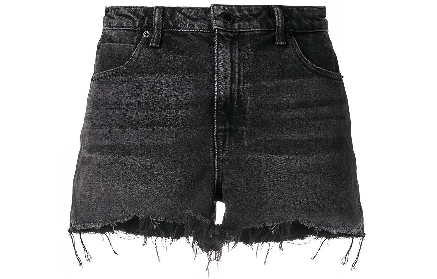 Order (Women) Alexander Wang Distressed Bite Cutoff Denim Shorts in Washed Gray/Black 4D994038AD-015