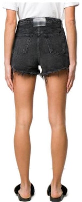 (Women) Alexander Wang Distressed Bite Cutoff Denim Shorts in Washed Gray/Black 4D994038AD-015 Details for (Women) Alexander Wang Distressed Bite Cutoff Denim Shorts in Washed Gray/Black 4D994038AD-015