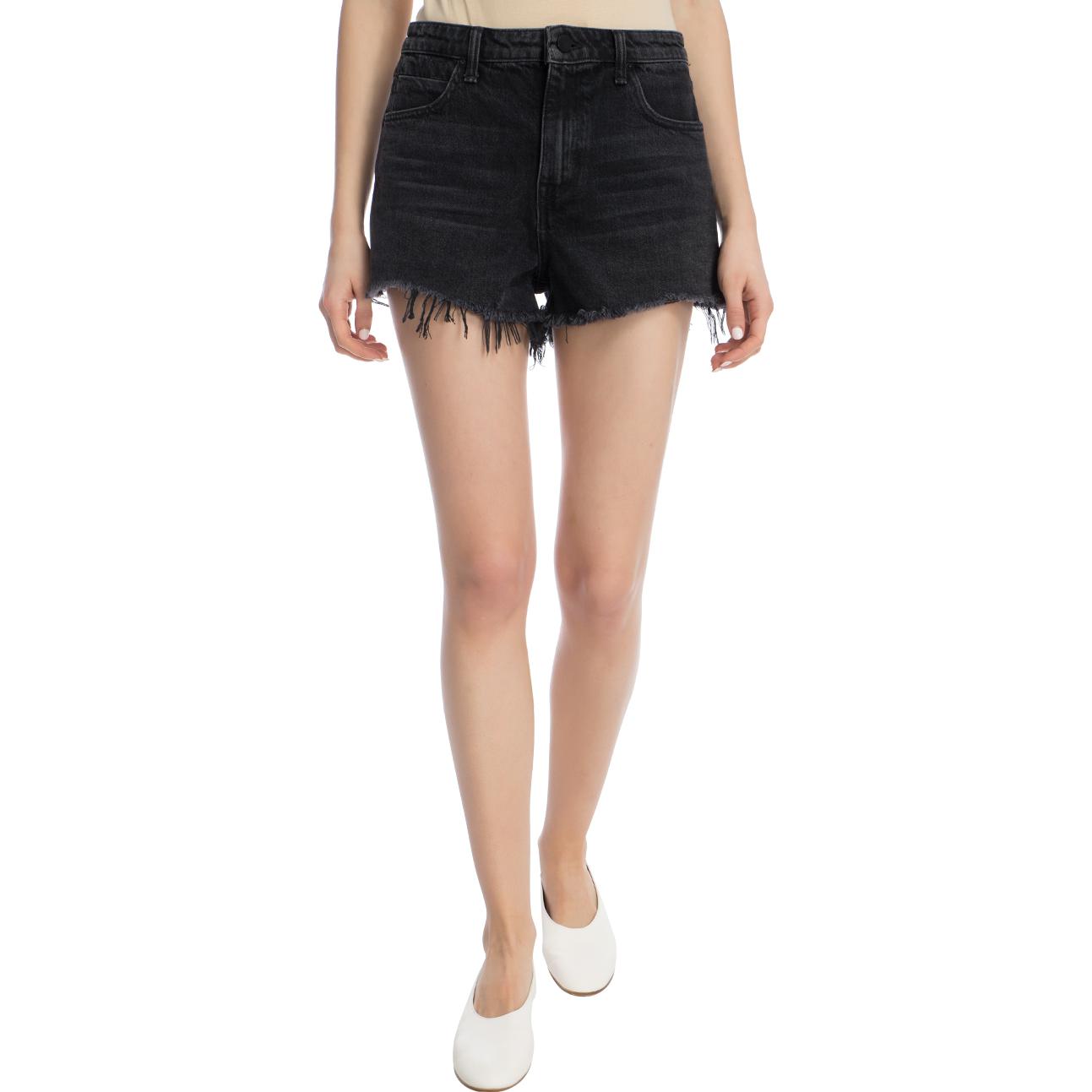 Sizing (Women) Alexander Wang Distressed Bite Cutoff Denim Shorts in Washed Gray/Black 4D994038AD-015
