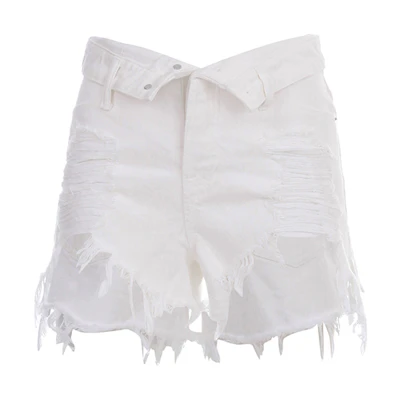 (Women) Alexander Wang Distressed Flag Denim Shorts White 4DC1204685-100