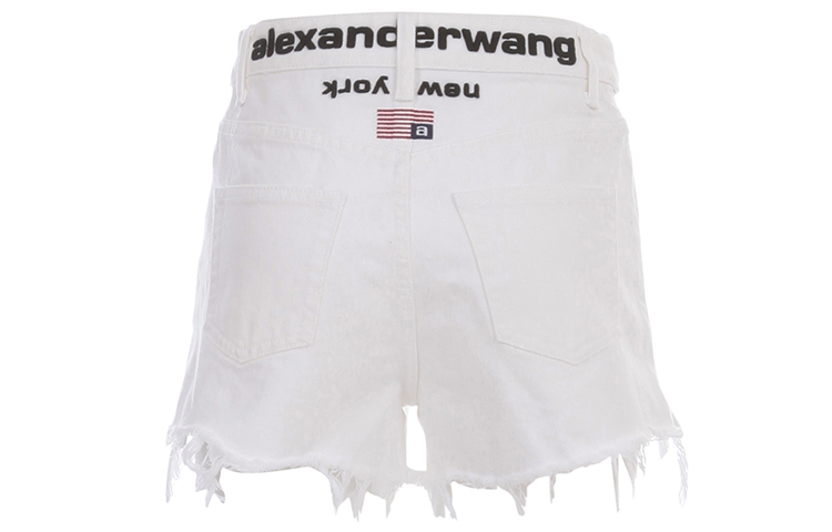 (Women) Alexander Wang Distressed Flag Denim Shorts White 4DC1204685-100 圖 3