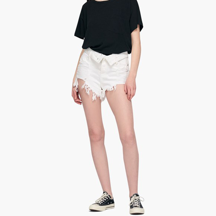 (Women) Alexander Wang Distressed Flag Denim Shorts White 4DC1204685-100 圖 8