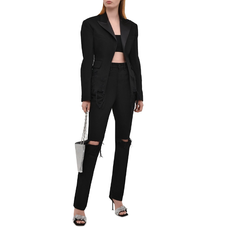 Lookbook (Women) Alexander Wang Distressed High-Waisted Black Denim Jeans Women. 4DC2214929-001