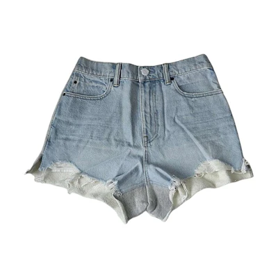 (Women) Alexander Wang Distressed Pleated Denim Shorts with Pockets 4D994123AD