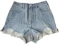 Order (W) Alexander Wang Seluar Pendek Denim Pleated Distressed dengan Poket 4D994123AD
