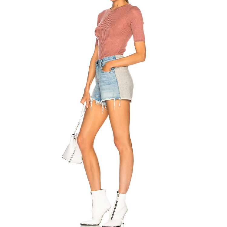 Lookbook (W) Alexander Wang Seluar Pendek Denim Pleated Distressed dengan Poket 4D994123AD