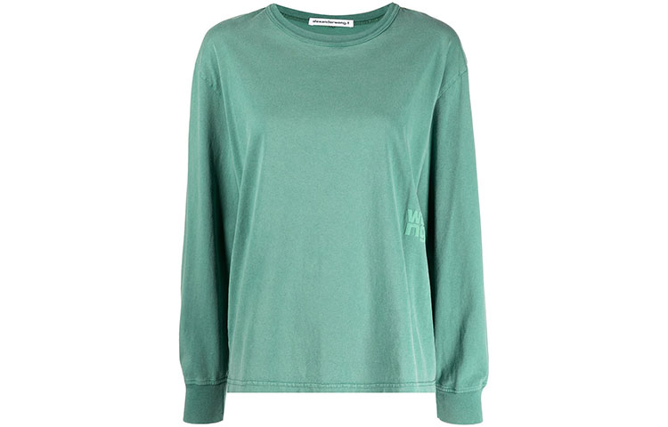 Order (Women) Alexander Wang Embossed Logo Crewneck Long Sleeve T-Shirt Women’s Green 4CC3211254-303